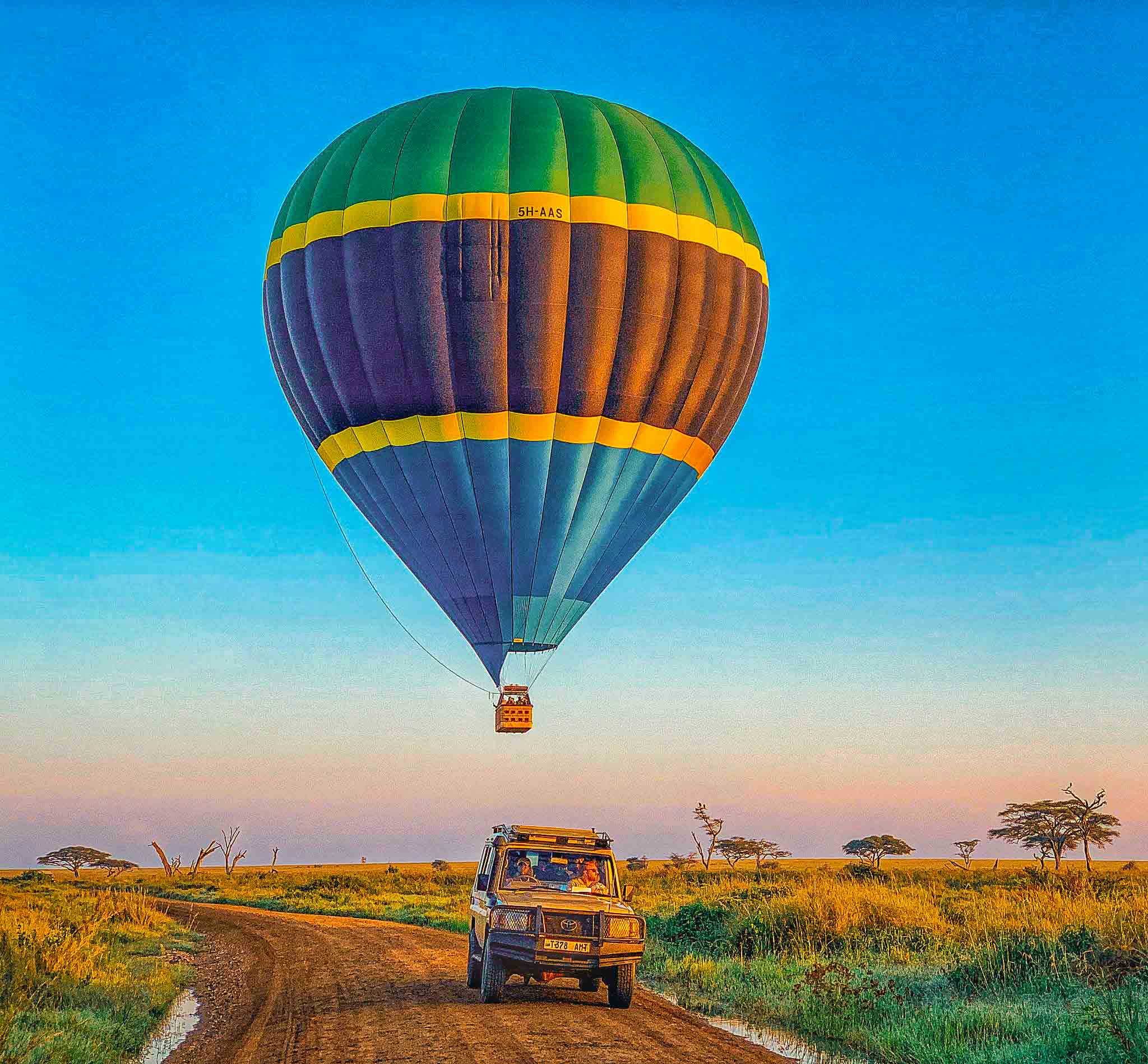 A hot air balloon in Serengeti National Park