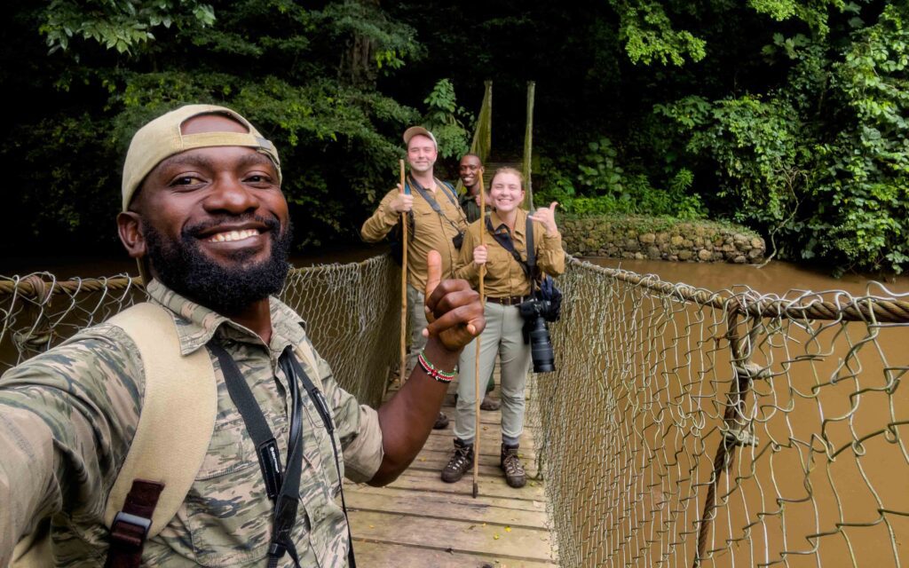 selfie time at the bridge in the kyambura gorge