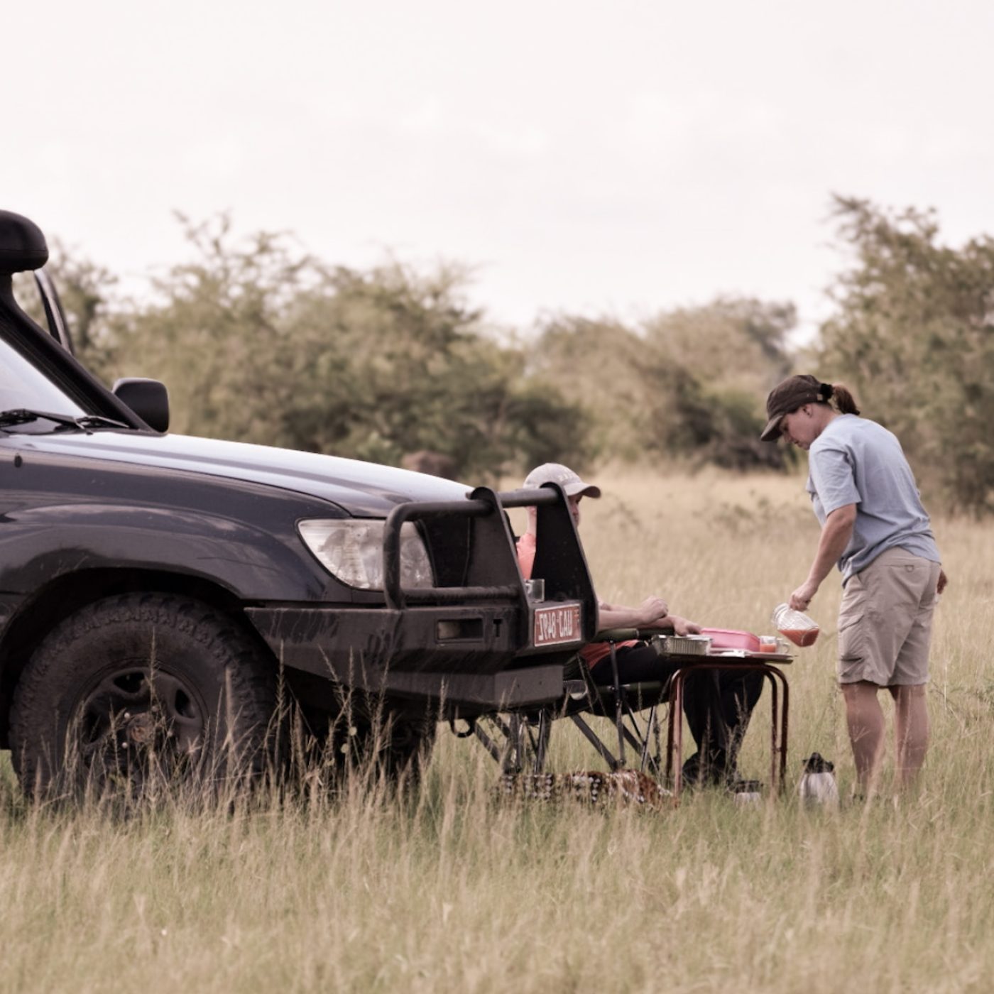 Our clients enjoying the bush breakfast after a great birding morning session in Ishasha