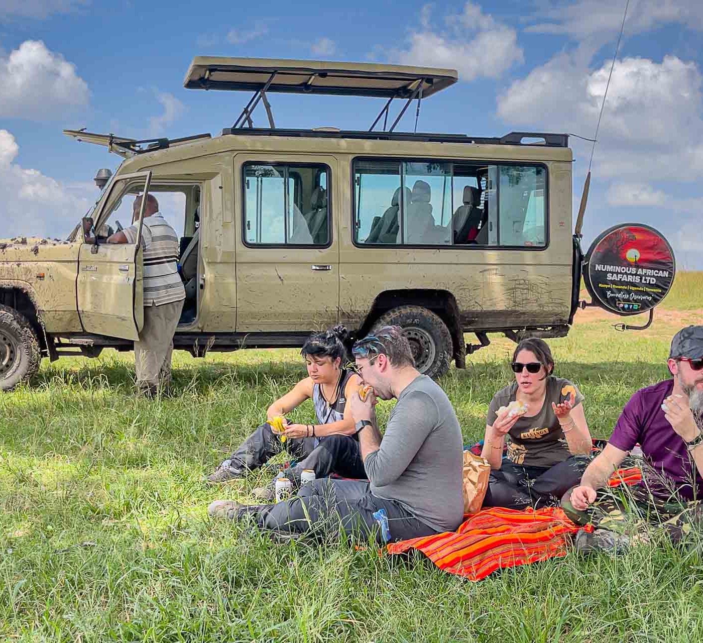 enjoying a bush lunch in the mara reserve