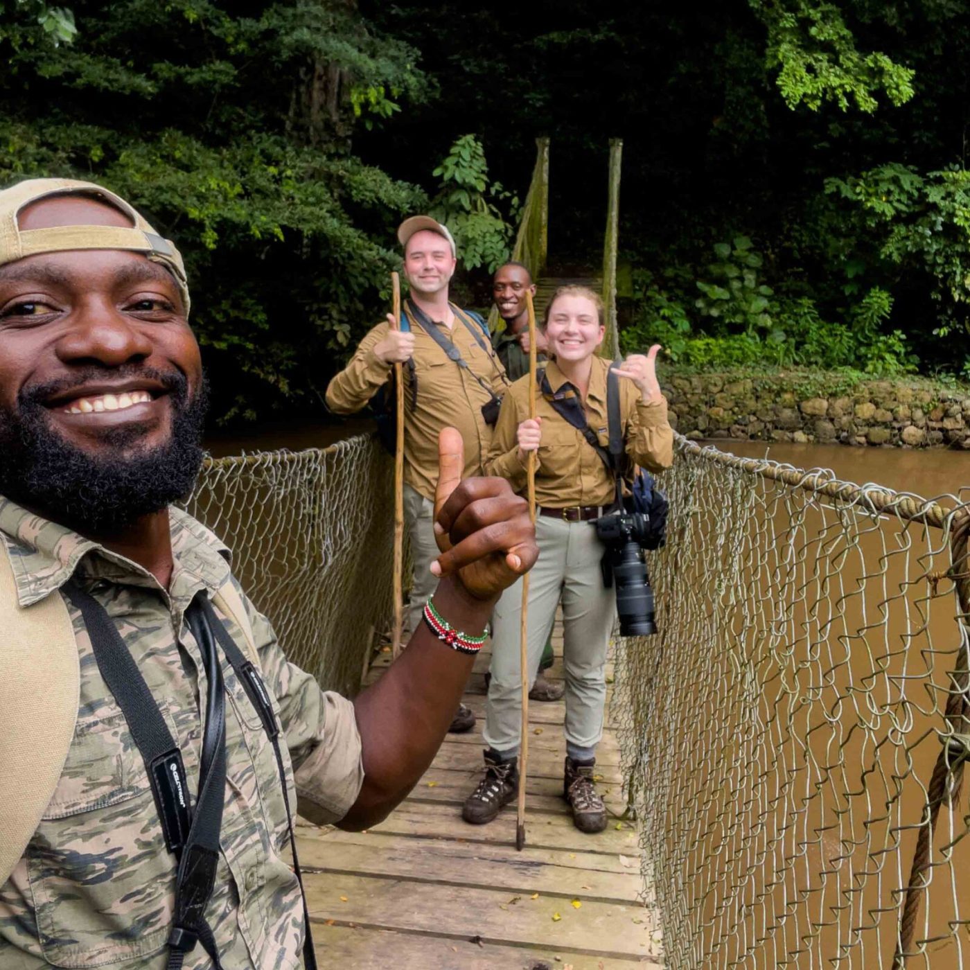 selfie time at the bridge in the kyambura gorge